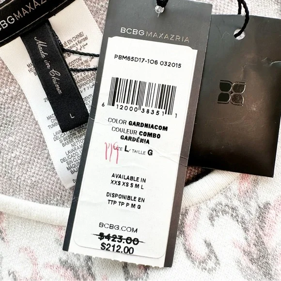 BCBG Max Azria "Wilma" Fit Flare Dress Women's Large Floral Pink Cream - Picture 6 of 10